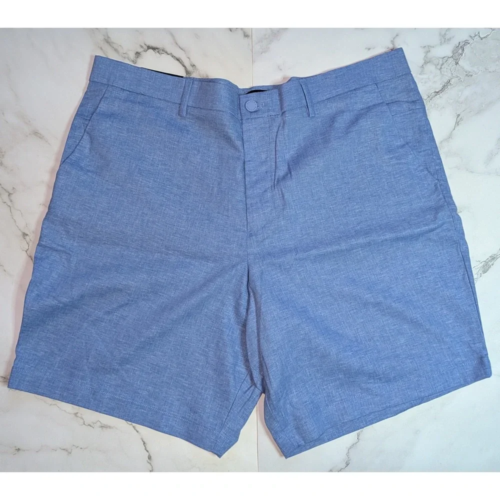 Banana Republic Core Temp Linen Blend 9 Inch Shorts Blue Mens 40 NEW